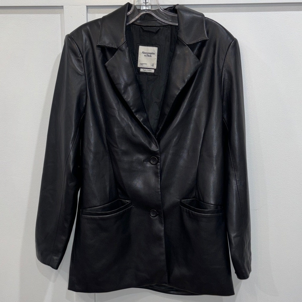 Abercrombie & Fitch Black Vegan Leather Blazer Jacket